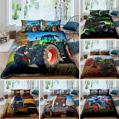 Copripiumino Retrò Re Regina Trattore Set Biancheria da Letto Auto Coperta Veicolo da Ingegneria Carrello Attrezzi Agricoli 2-3 Pezzi Coperta in Poliestere