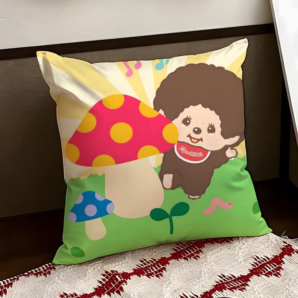 Cartoon MMonchhichi Cushion Cover Reversible Soft Durable Pillow Cover Home  Car MultiScene Use for Daily Comfort
