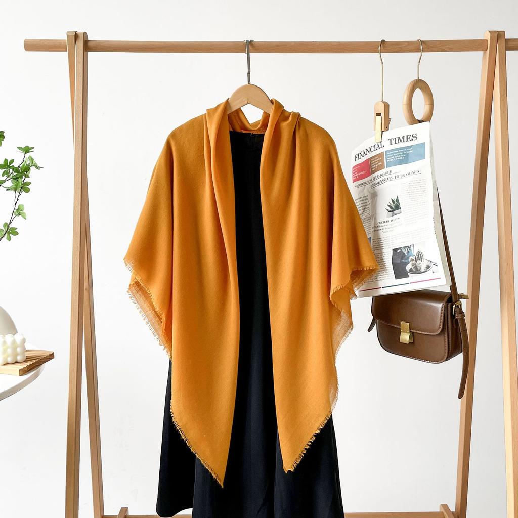 Spring new high-end imitation cotton and linen cm large square scarf monochrome silk scarf shawl women's scarf