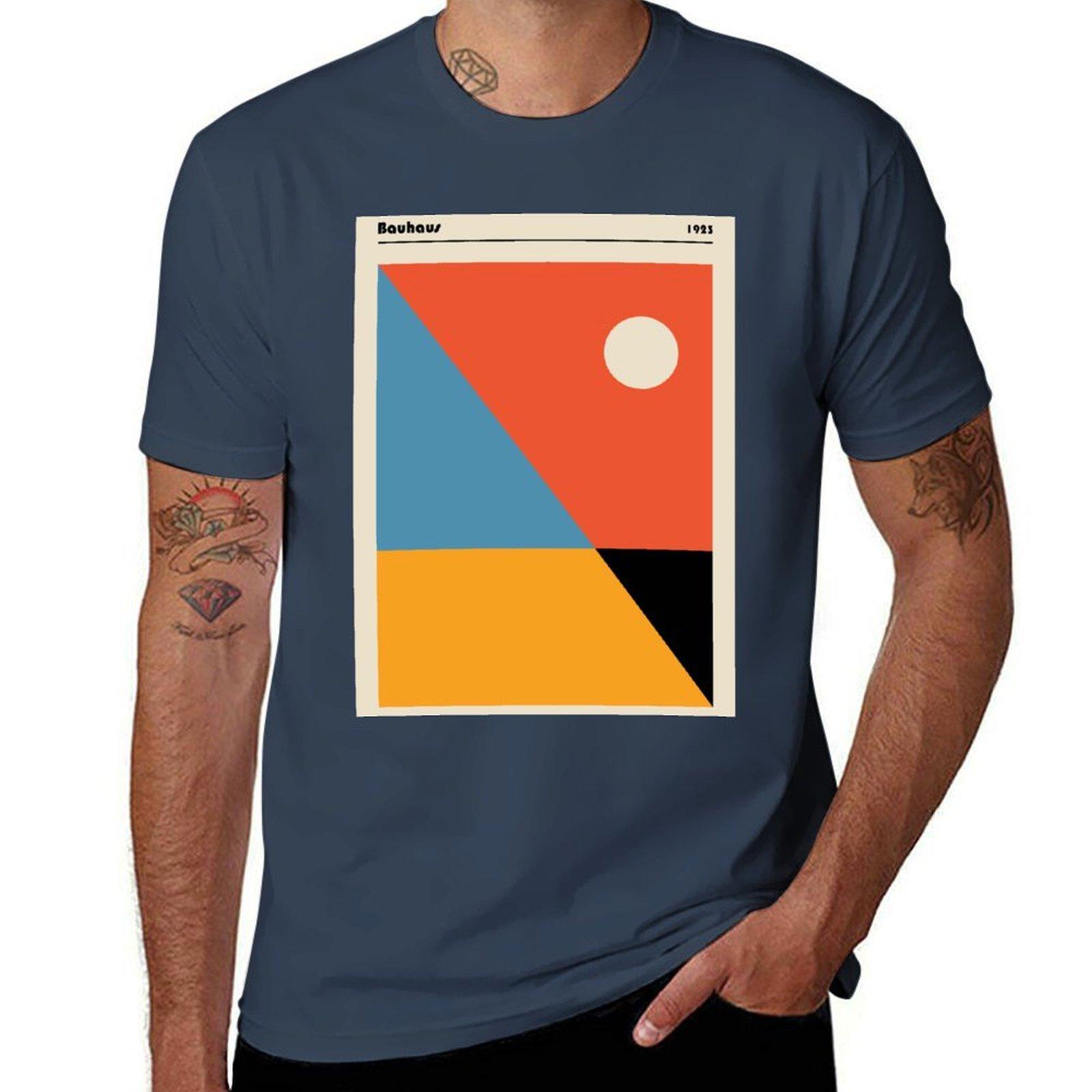 Bauhaus homage Modern Gallery Abstract Colorful Shape Print TShirt Sports Casual Breathable Tee Shirt S