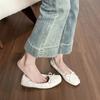 Square head bow ballet single shoes women's flat shoes one pedal