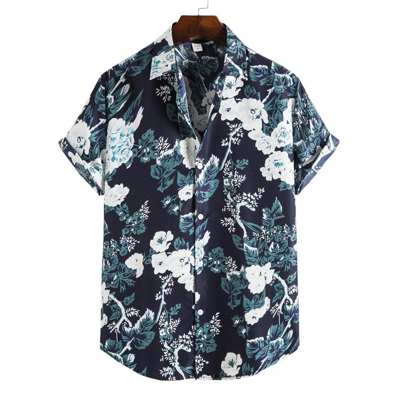 Men's Retro 90s Printed Shirts Hawaiian Short Sleeved Button Up Shirt Tropical Vacation Beach Shirt Casual Loose Tops