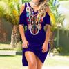 Vestido Feminino Estampado de Moda com Caimento Solto, Decote em V, Ombro a Ombro, para o Dia a Dia