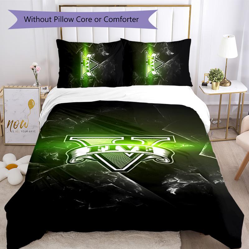 GTA 3pcs Bedding Set Duvet Cover Closure Includes 1 Duvet Cover & 2 Pillowcases for All Seasons Bedroom Home Dorm Decor