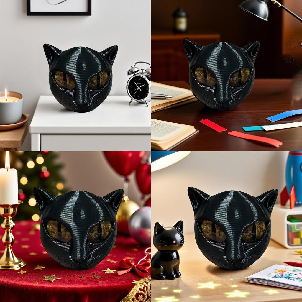Black Cat Stone Figurine 3D Art Piece Cat Head Healing Stone Marble Texture Cat Stone Keepsake Gift Office Home Desktop Decor