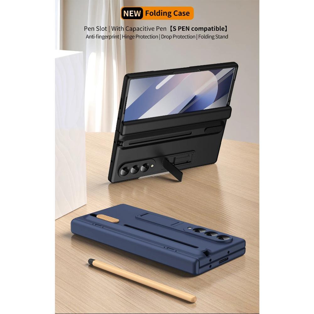 Originální skládací ochranné pouzdro se stojánkem pro Samsung Galaxy Z Fold 7 6 5 4 3 se slotem na dotykové pero, skleněnou fólií na displej a nárazuvzdorným krytem objektivu