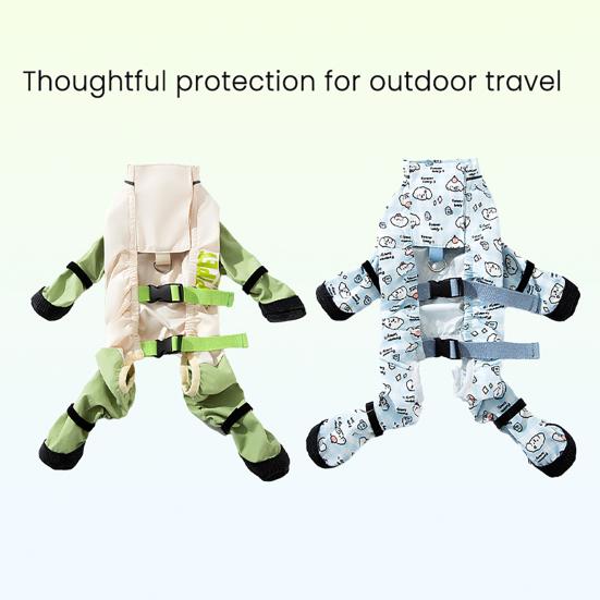Pet Anti Dirt Pants Anti-Slip Waterproof Dog Rain Boots with Adjustable Suspender Outdoor Anti