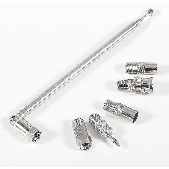 FM Telescopic Antenna 75 Ohm Indoor FM Radio Antenna F Type Male Plug Connector with 5pcs Converter for TV AM FM Radio Stereo Receiver