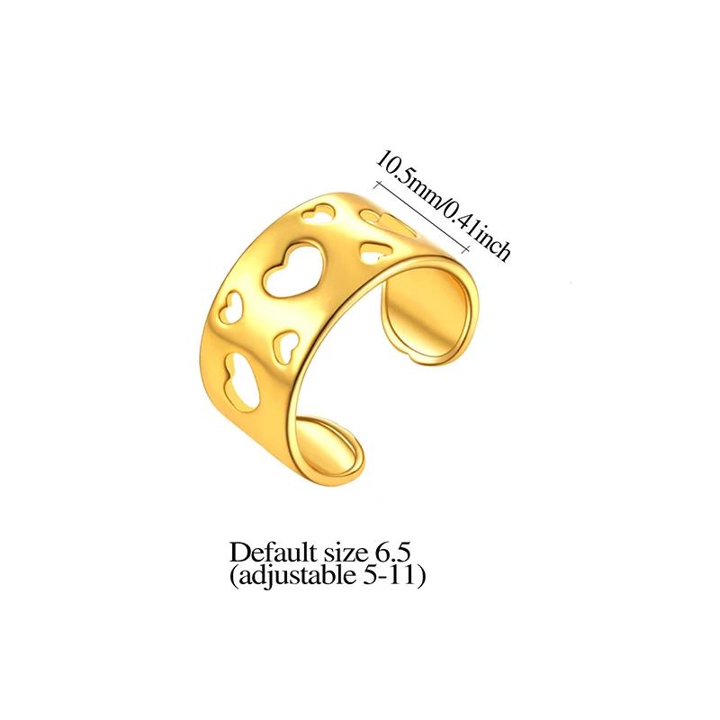 Multiple Styles 14K Gold Color Open Ring Cuffs for Women Arrow Heart Leaf Bamboo Layers Wrapped Resizable Ring Jewelry Gift