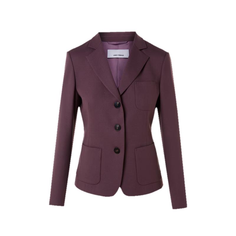 Women's Wool Blend Notched Lapel Suit Jacket