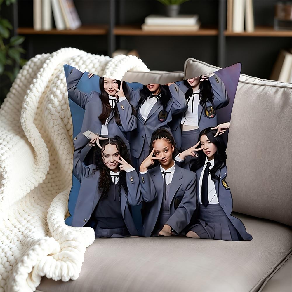 1Pc Girl Group Fan Pillowcase, Polyester 2D Double-Sided Print, Soft Decorative Cushion Cover, Ideal Birthday & Holiday Gift For