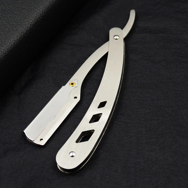 

Мужские инструменты для бритья парикмахерские бритвы и лезвия для волос антикварный черный складной бритвенный нож унисекс для удаления волос (Без лезвия) серебряный