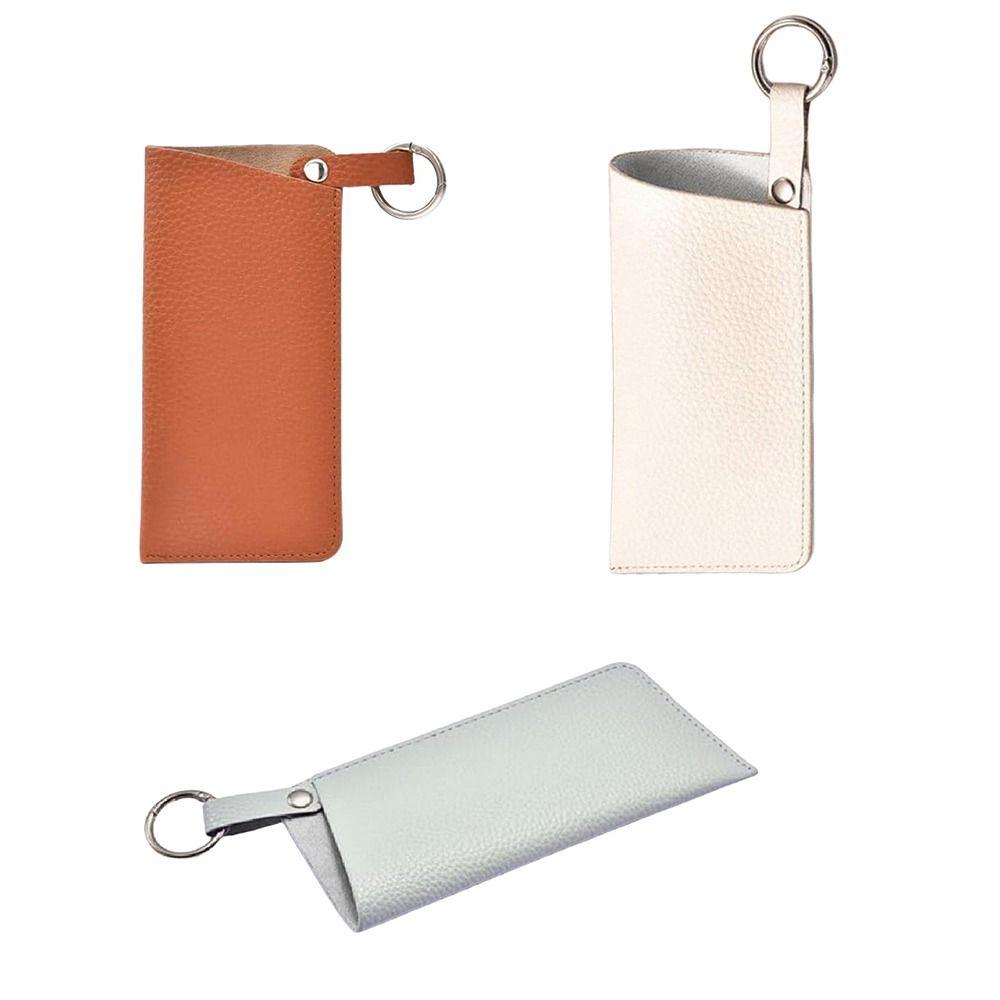 Solid Color Sunglasses Storage Bag with Keyring Hanging Sunglasses  Eyewear Accessories