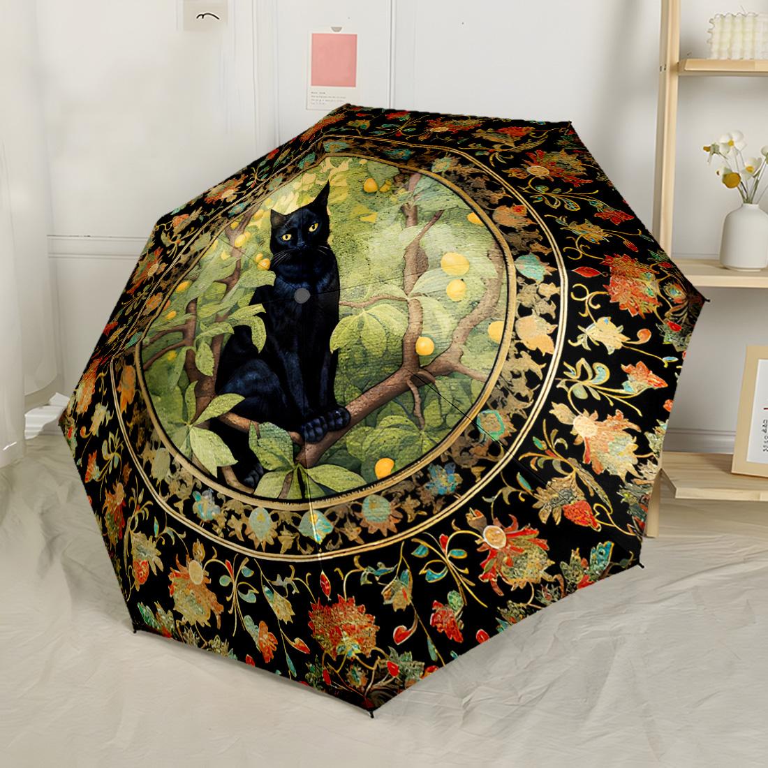 

Garden Cats And Fruits Portable Automatic Umbrella Compact & Durable 8-Rib Design Lightweight for Women/Men Compact Folding Umbrella Spiritual Gift