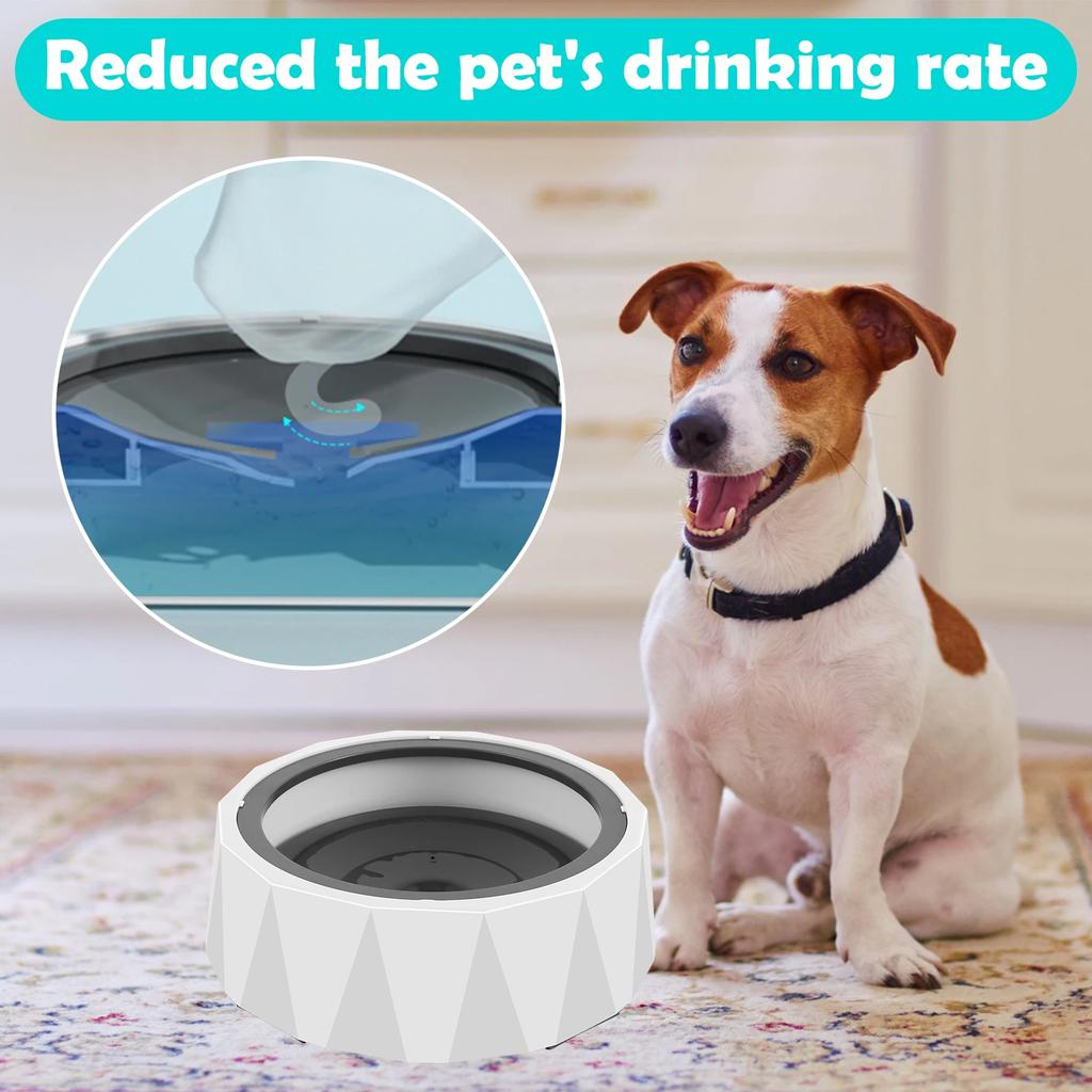 Pet Water Bowl Anti-splash Dog Water Bowl 1L Large Capacity Pet Floating Bowl Detachable Drinking Water Feeder for Cats Dogs