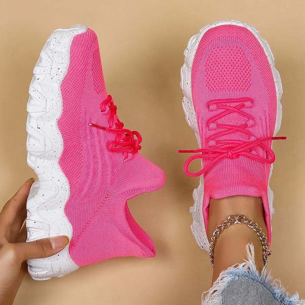 Módní dámské pohodlné tenisky s měkkou podrážkou, prodyšné pletené baleríny, dámské lehké nazouvací mokasíny, protiskluzová běžecká sportovní obuv