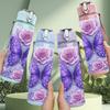 1 PZ Rose Viola Farfalla Arte 750ml Plastica Colorata Borraccia Sportiva Anti-perdita Tappo a Flip con Cannuccia Adatta per Sport Ufficio Uso Domestico