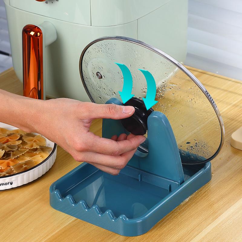 Multi Functional Foldable Pot Lid Holder For Household Use, No Need For Punching Storage Rack