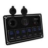 6 Gang Rocker Switch Panel Waterproof DC12V To 24V 20A Blue LED Light 5PIN Overload Protection for Car Yacht RV Bus