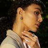 Retro Stripes Niche Cold Wind Silver Plain Ring Ear Buckle Autumn And Winter Fashion Commuting Must Enter Earrings Women