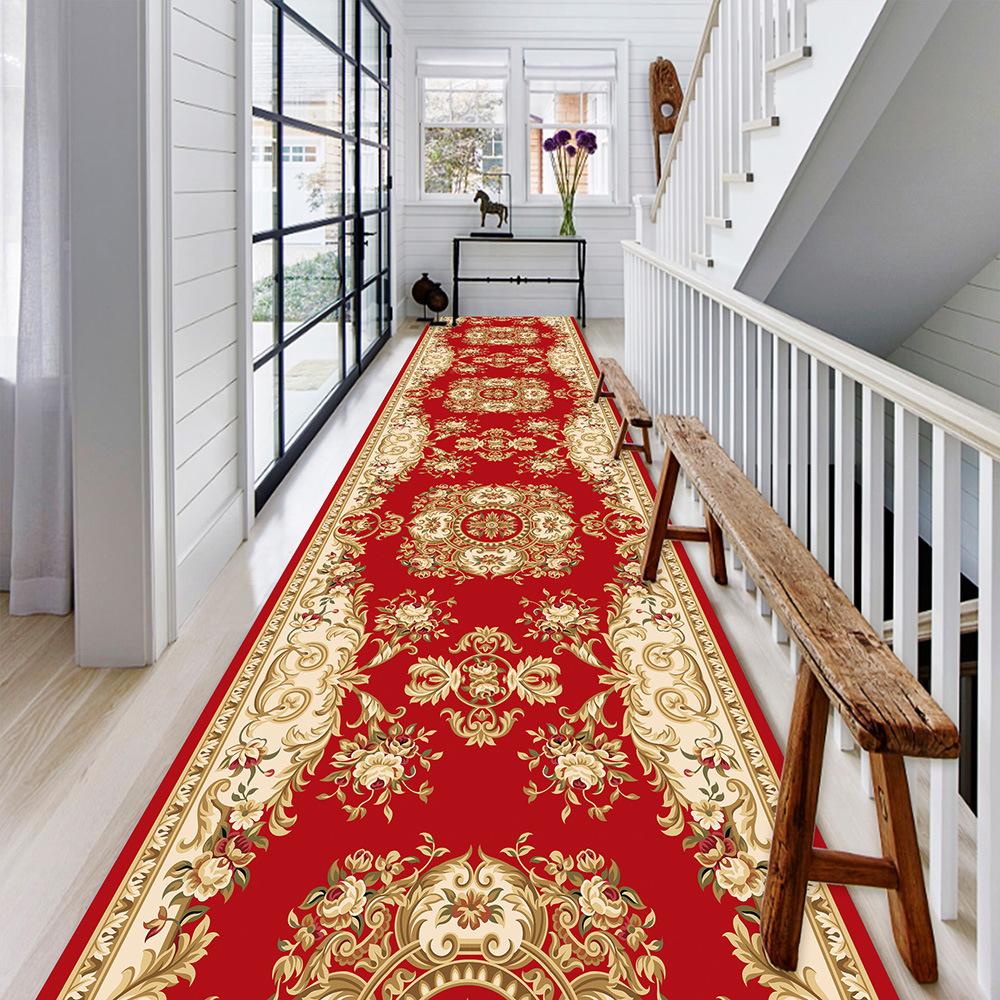 Modern Green Geometric Long Carpets Hallway Anti-slip Stairway Floor Mat Washable Luxury Rugs for Living Room Aisle Customizable