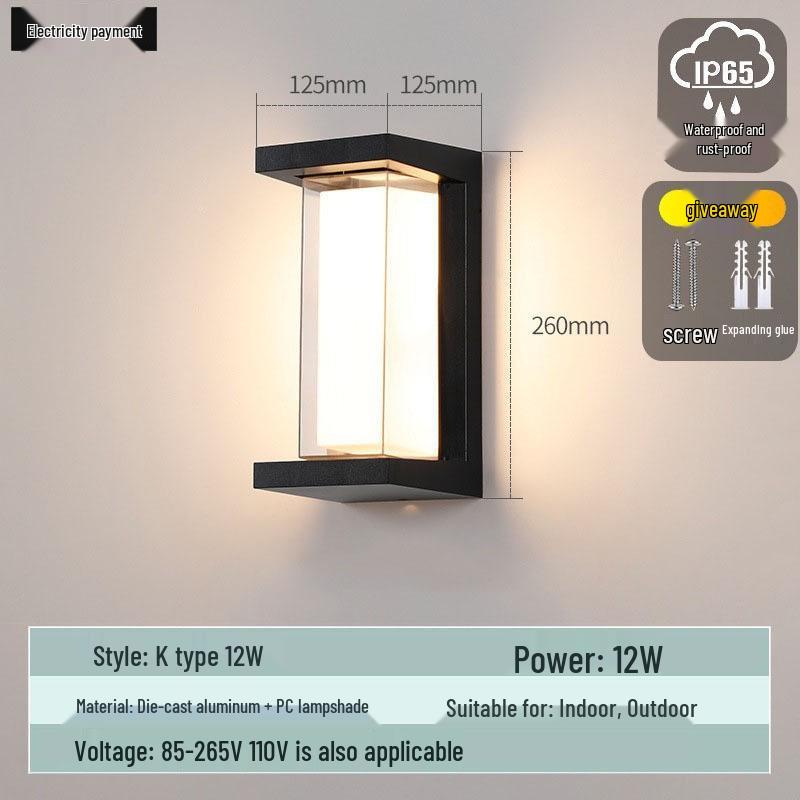 Waterproof Minimalist LED Wall Light with Smart Sensor for Outdoor Use