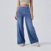 Women Wide Leg Jeans with Zipper Pockets Loose Fit High Waist Denim Pants Full Length Casual Bottoms for Work and Daily Wear