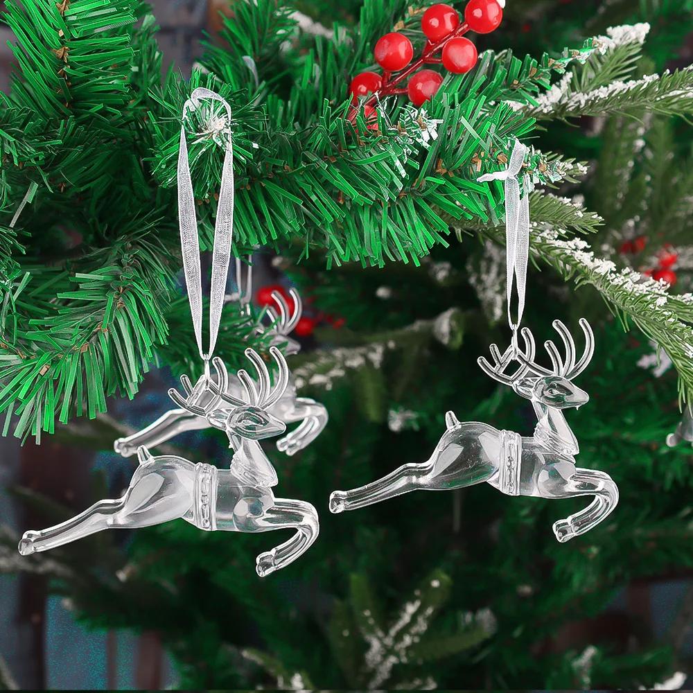 Crystal Snowflake Ornament Christmas Tree Icicle Snowflake Angel Elk Reindeer Clear Crystal Indoor Outdoor Party Decorations