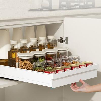 Pull-out Kitchen Storage Rack Anti-slip Slide Out Pantry Shelves Drawer Type Storage Tray  for Home