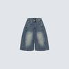 Vintage Washed Wide Leg Denim Shorts High Waist Faded Loose Fit Streetwear