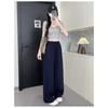 Women Linen Blend Wide Leg Pants High Waist Loose Summer Trousers