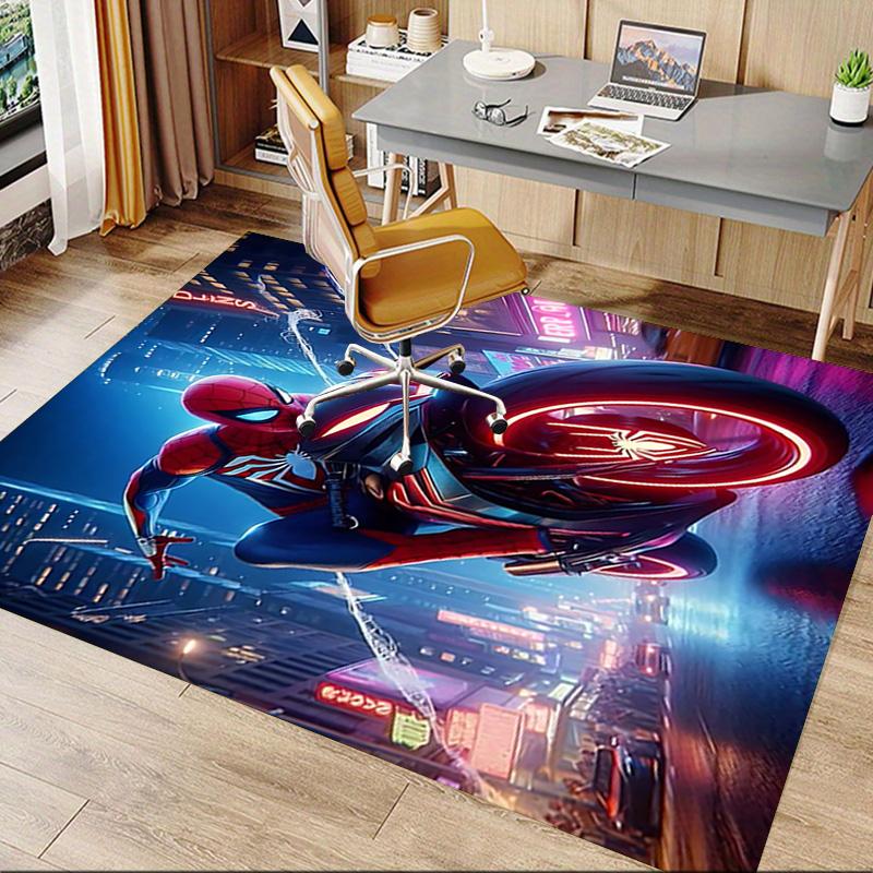 Spiderman Rides Motorcycle Carpet For Playroom Bedroom Living Room Sofa Home Decorkids Game Area Rug Nonslip Floor Mat