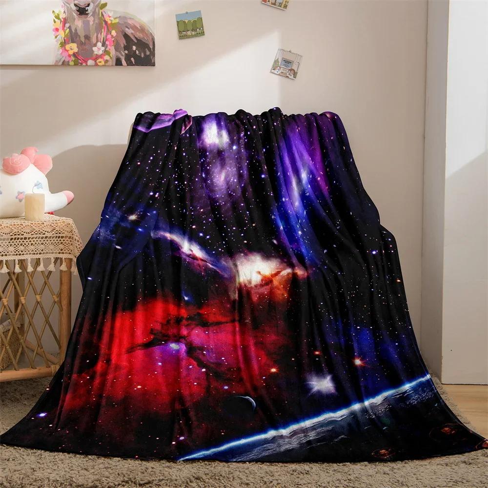 Galaxy Blanket Star Throws Planet Space Gift for Boy Girl Colorful Soft Lightweight Flannel Fleece Blankets Purple for Bed Couch