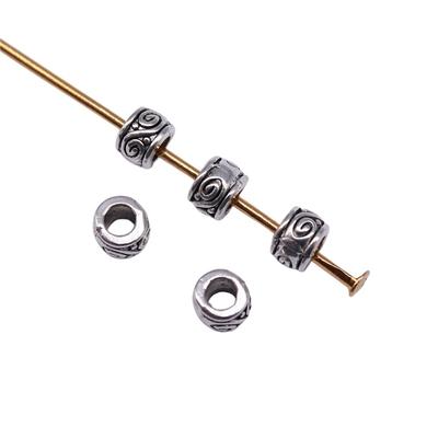 100Pcs Spacer Bead Charms Necklac Pendant Antique Silver Color 4X4X3mm