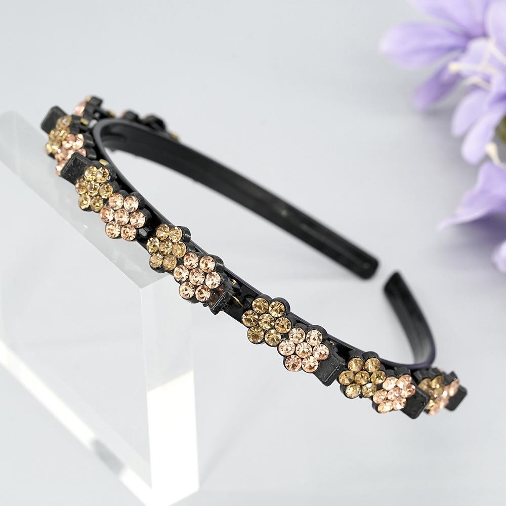 Eleganter Strass Pony Clip Stirnband Süßer Glänzender Blume Haarreifen Vier Jahreszeiten