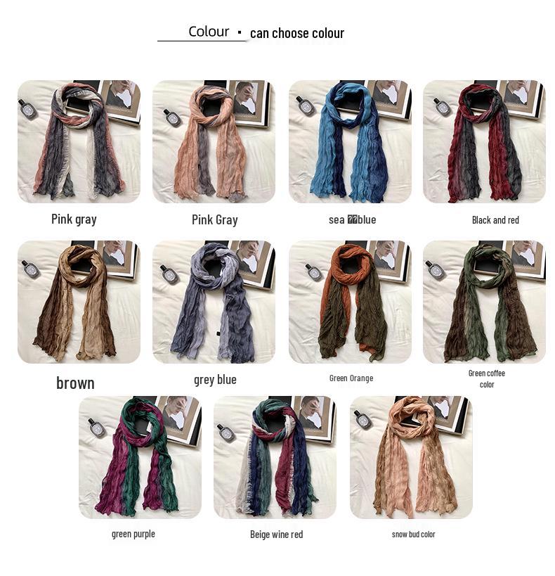 Women's Retro Tie-Dye Cotton Linen Scarf Shawl - 2024 Winter Collection
