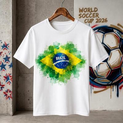 Brasilien Fahne Weltmeisterschaft 2026 T-Shirt | Brasilianische Fahne Tee, Tropisch Grün Gelb Blau