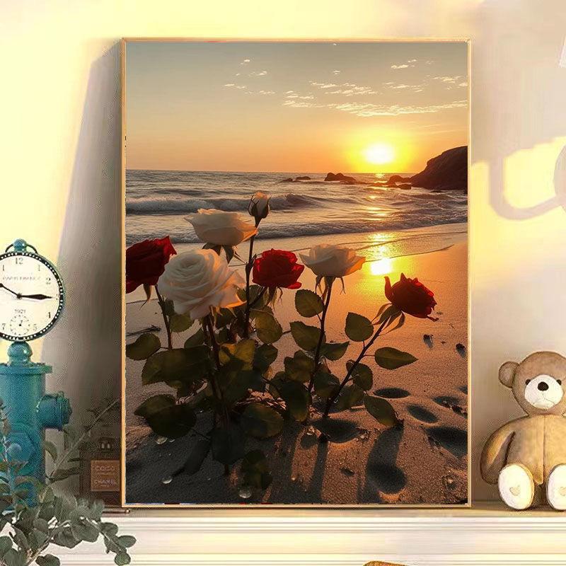Diy Digital Oil Painting Flower Landscape Filling Coloring Oil Painting Stall Toy Painting
