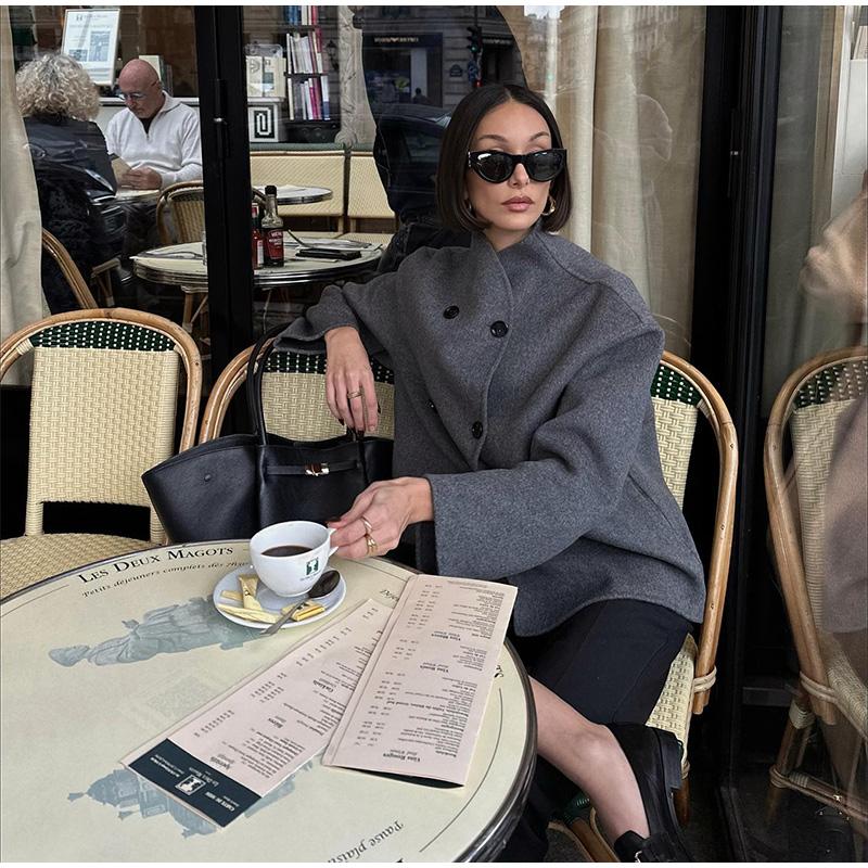 Elegant Faux Fur Jackets Women Loose O-neck Long Sleeves Double Breasted Female Coats 2024 Autumn Winter New Lady Streetwears