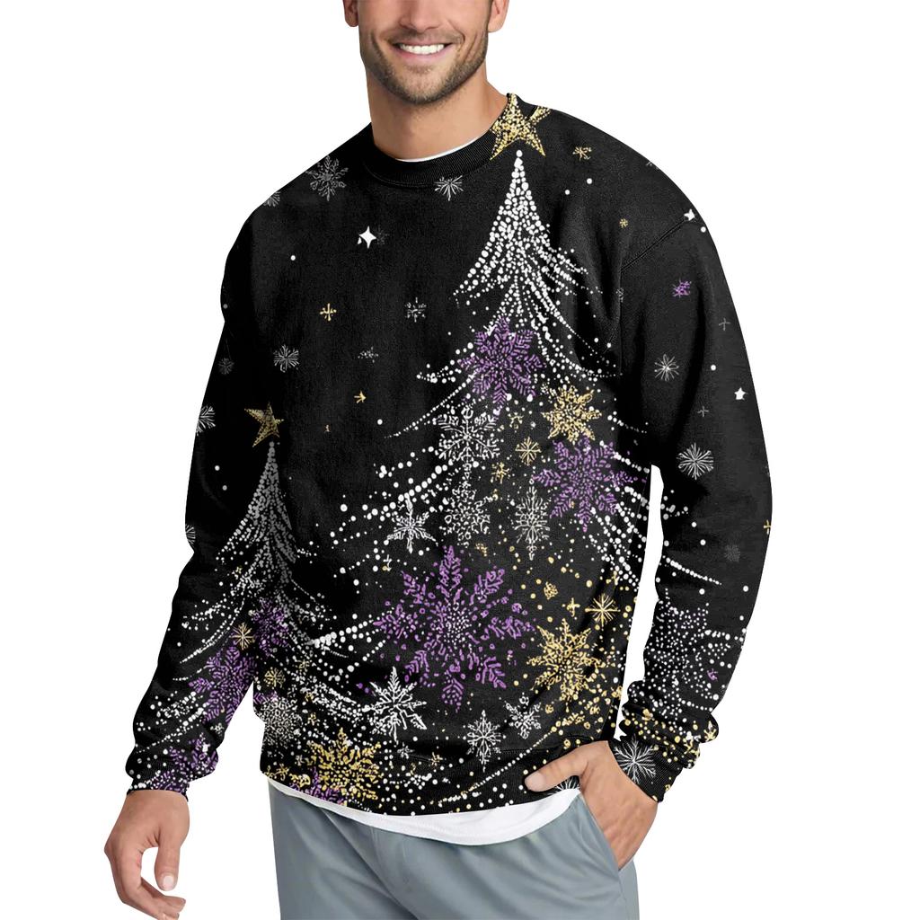 Men's Casual Fashion Printed Round Neck Pullover Sweatshirt
