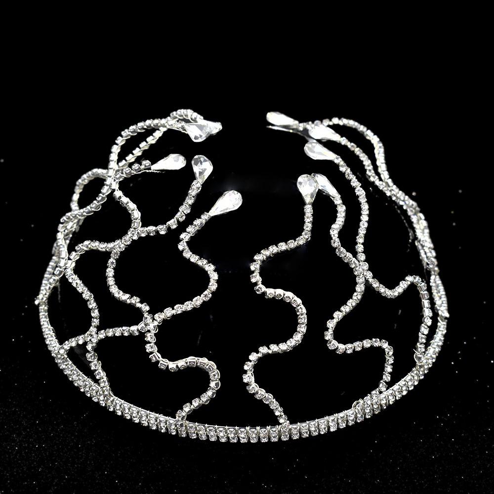 

Свадебная повязка на голову из стразов ручной работы: Элегантная гибкая цепочка для свадеб и вечеров серебряный