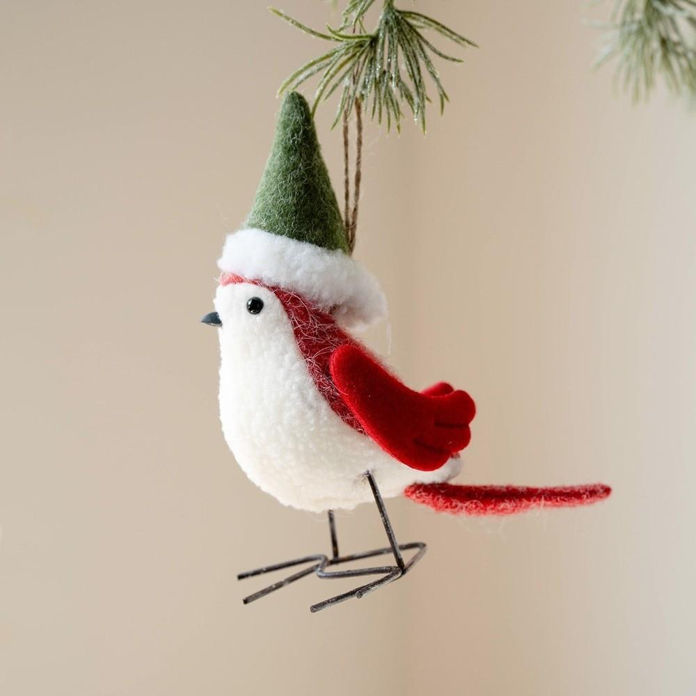 Soft Plush Christmas Hanging Pendant Creative Wreath Bird Ornaments Xmas Tree Cute Birds  Fireplace