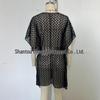 European & American Women's Sexy Hollow Deep V-Neck Knit Waist-Cinching Beach Cover-Up Dress