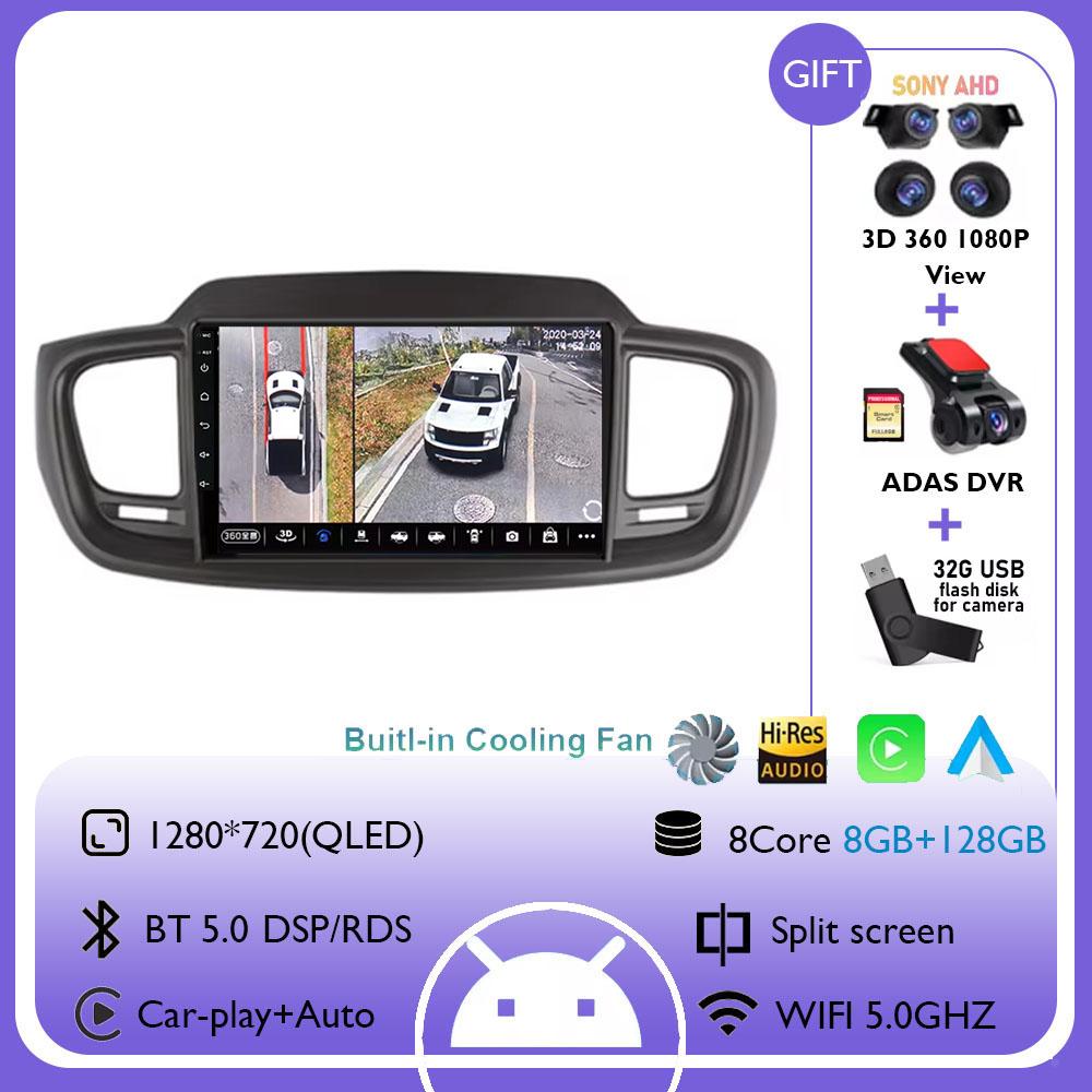 Radio Samochodowe Android 14 Dla Kia Sorento 3 2014 - 2017 Stereo Nawigacja GPS Carplay Multimedia Odtwarzacz Wideo BT DSP Brak 2 din DVD