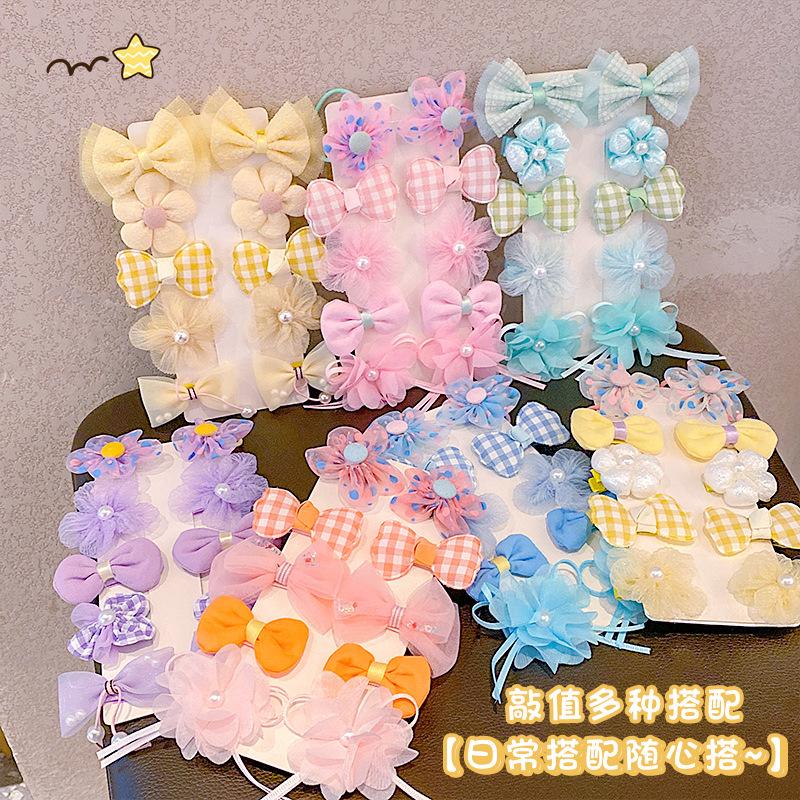 10PCS Children's Hairpin Princess Little Girl Sweet Cute Mesh Broken Hair Clip Cute Baby Does Not Hurt Hair Headdress Suit