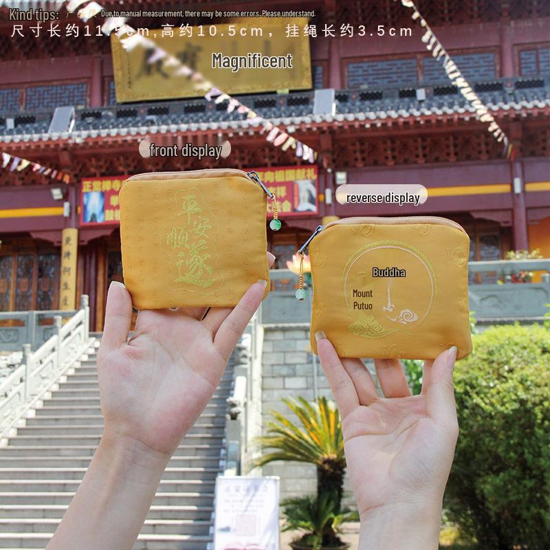 Putuo Mountain Lucky Zipper Coin Purse: Peace & Blessings Sachet Holiday Gift