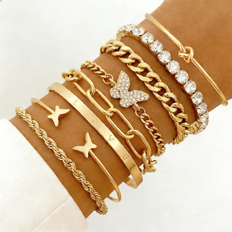 Multi-layer Punk Hip Hop Beaded Bracelet Set for Women