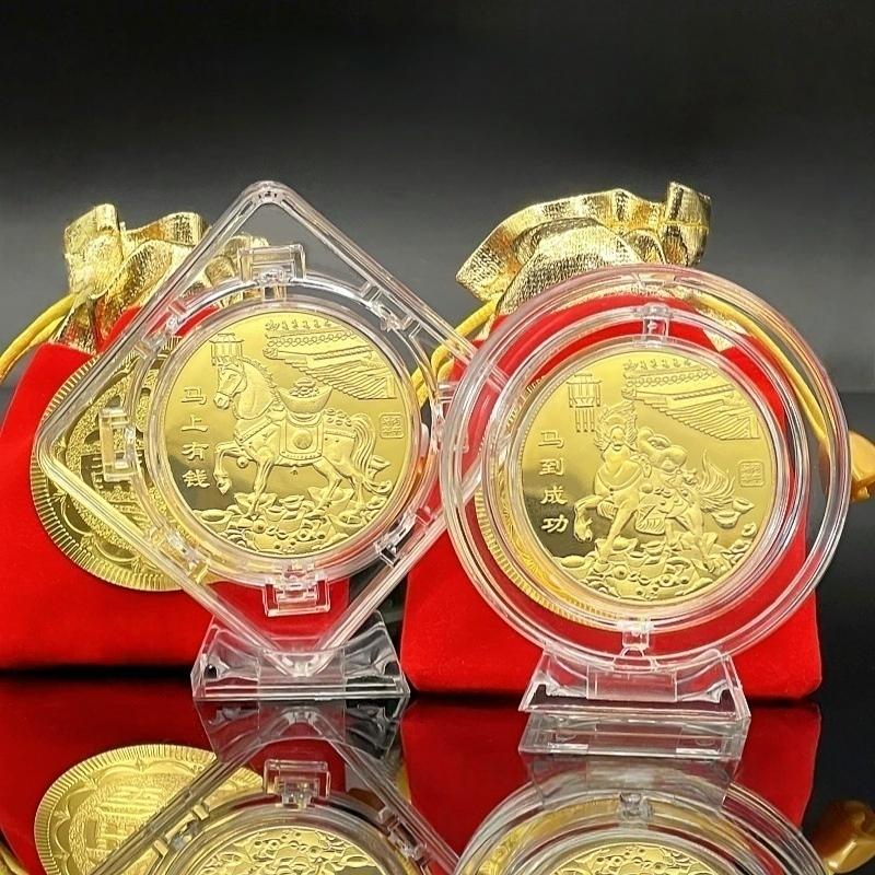 Gedenkmedaille Jahr des Pferdes 2026 Tierkreiszeichen Pferd Souvenirmünze Heimdekoration Ornament Metallhandwerk Veranstaltungs-Souvenir Geschenk