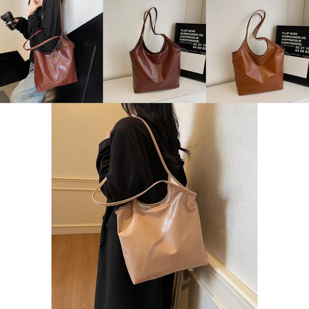 New Winter Large Capacity Women's Tote Bag Stylish Solid Color Pu Duffle Bag