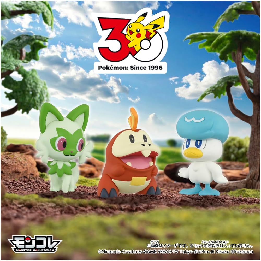 Takara Tomy Pokemon 30th Anniversary Moncolle Starter Set Paldia Region 3 Figures